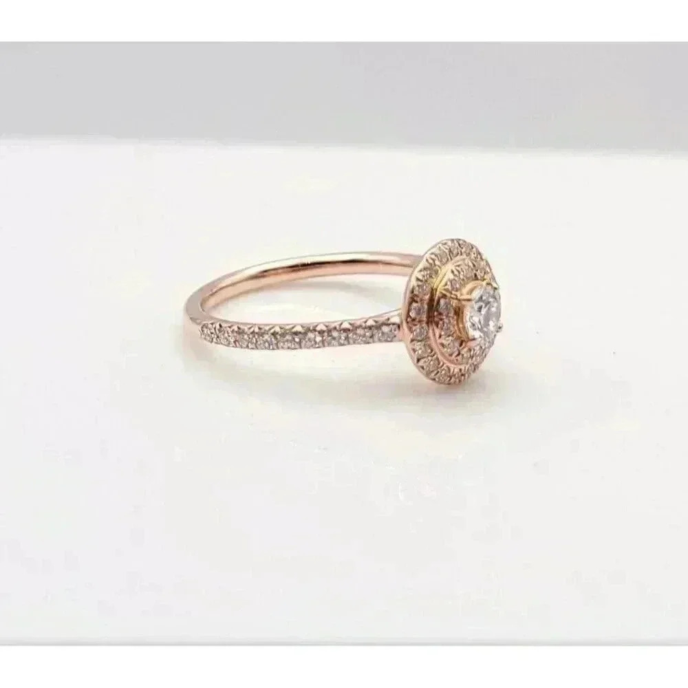 Tiffany & Co 18kt Rose Gold Soleste Diamond Halo Engagement Ring Size 4.5 - Picture 5 of 11